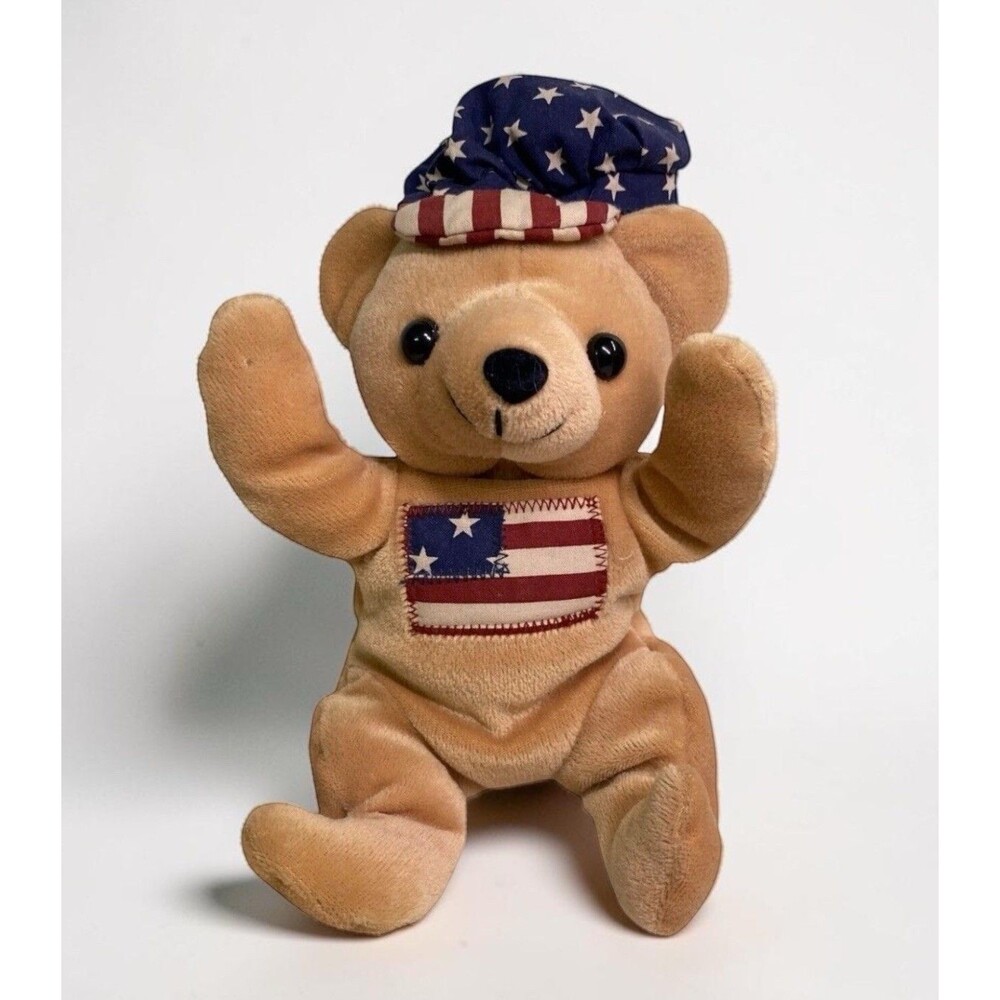 DanDee Bean Bag Friends Patriotic Teddy Bear Plush 8.5” USA Flag Hat